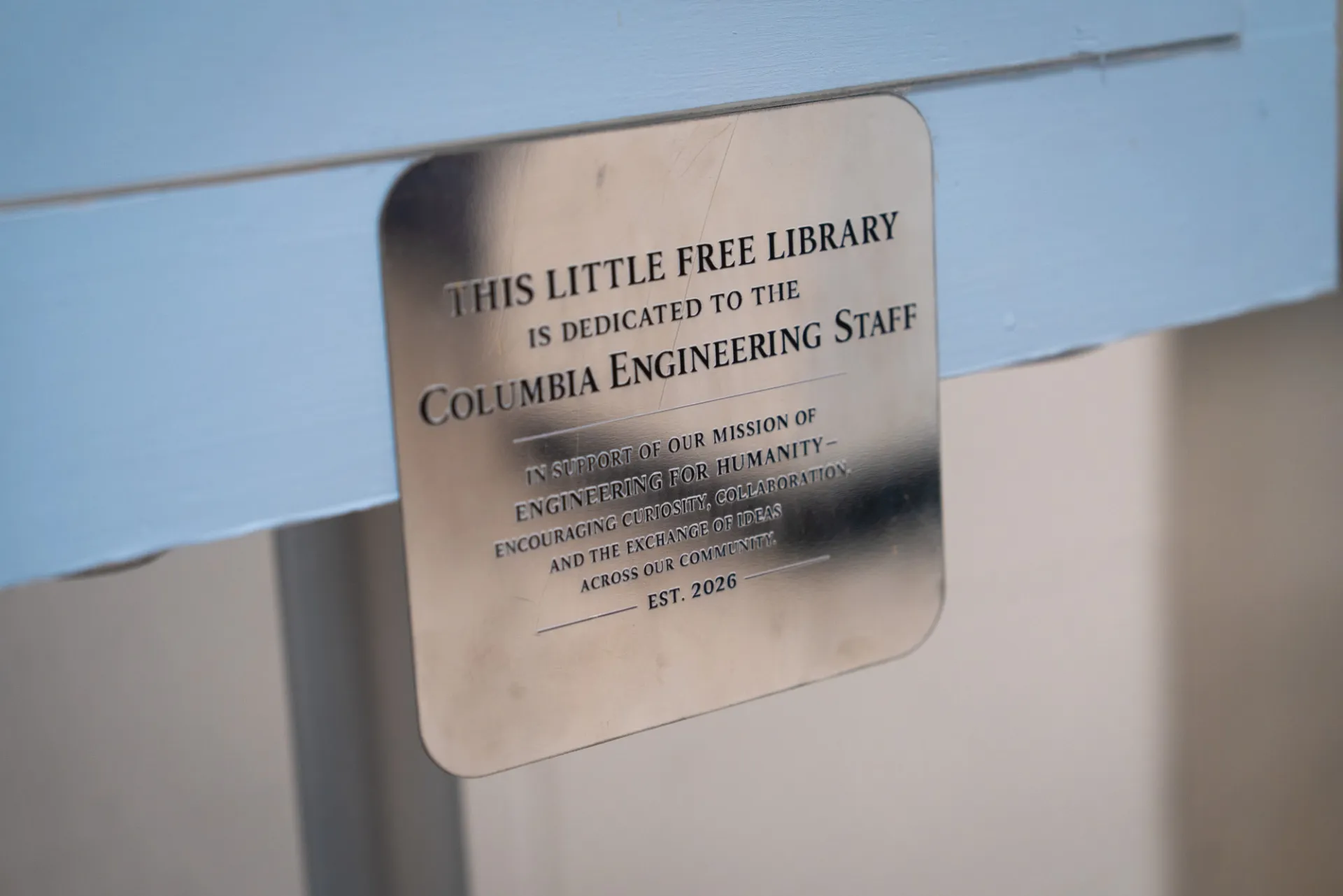 Plaque dedicated to staff 