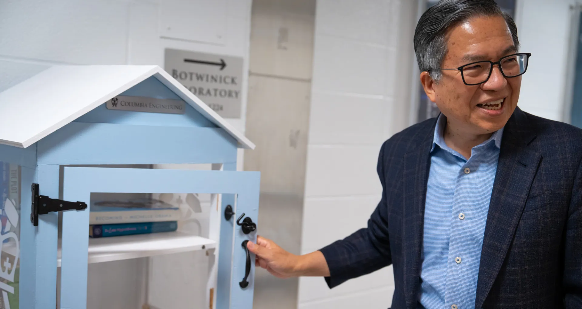 Dean admiring little library